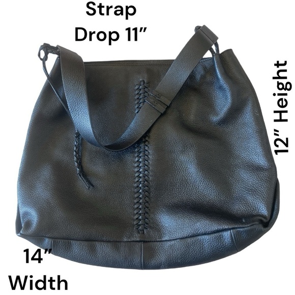 VINCE CAMUTO Maxi Black Leather Hobo Shoulder Bag 14” x 12” - Picture 6 of 16